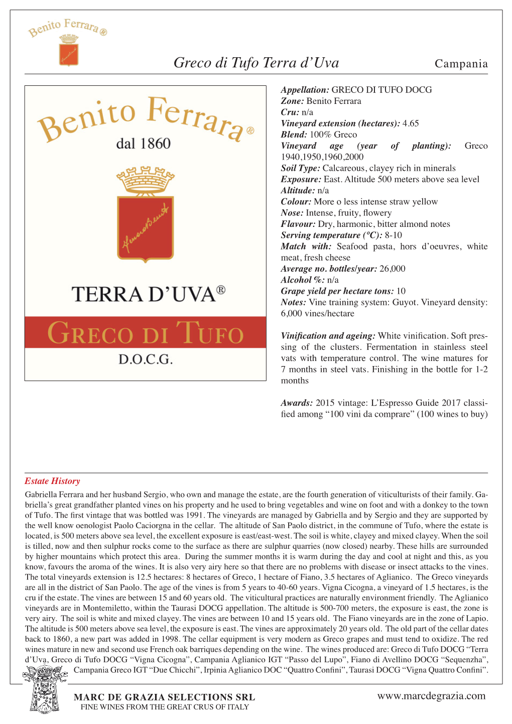 Greco Di Tufo Terra D'uva