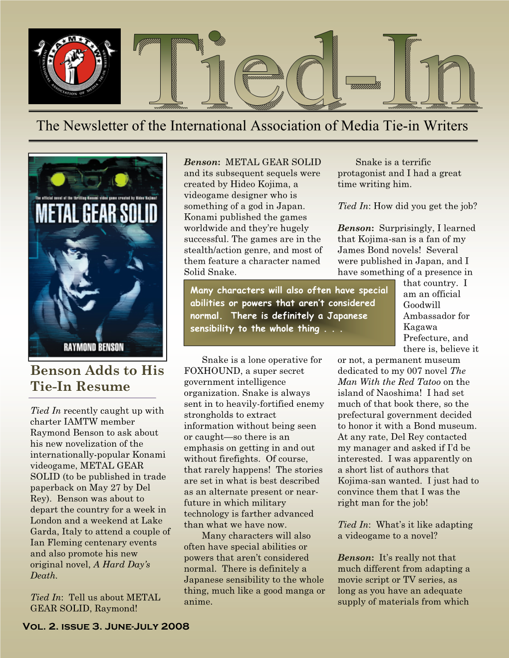 The Newsletter of the International Association of Media Tie-In Writers