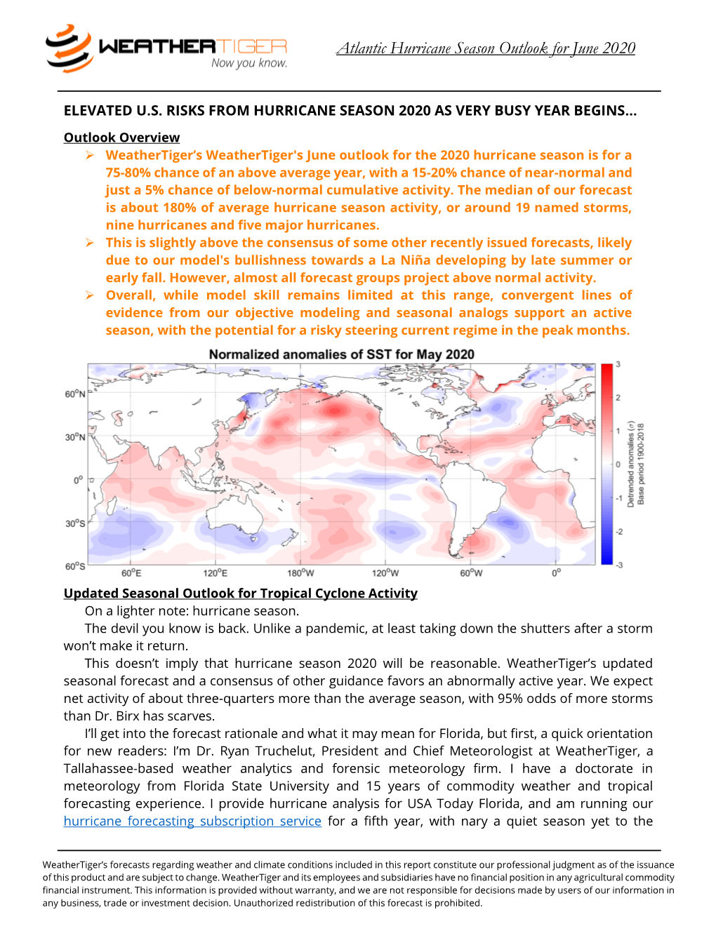 Atlantic Hurricane Season Outlook for June 2020