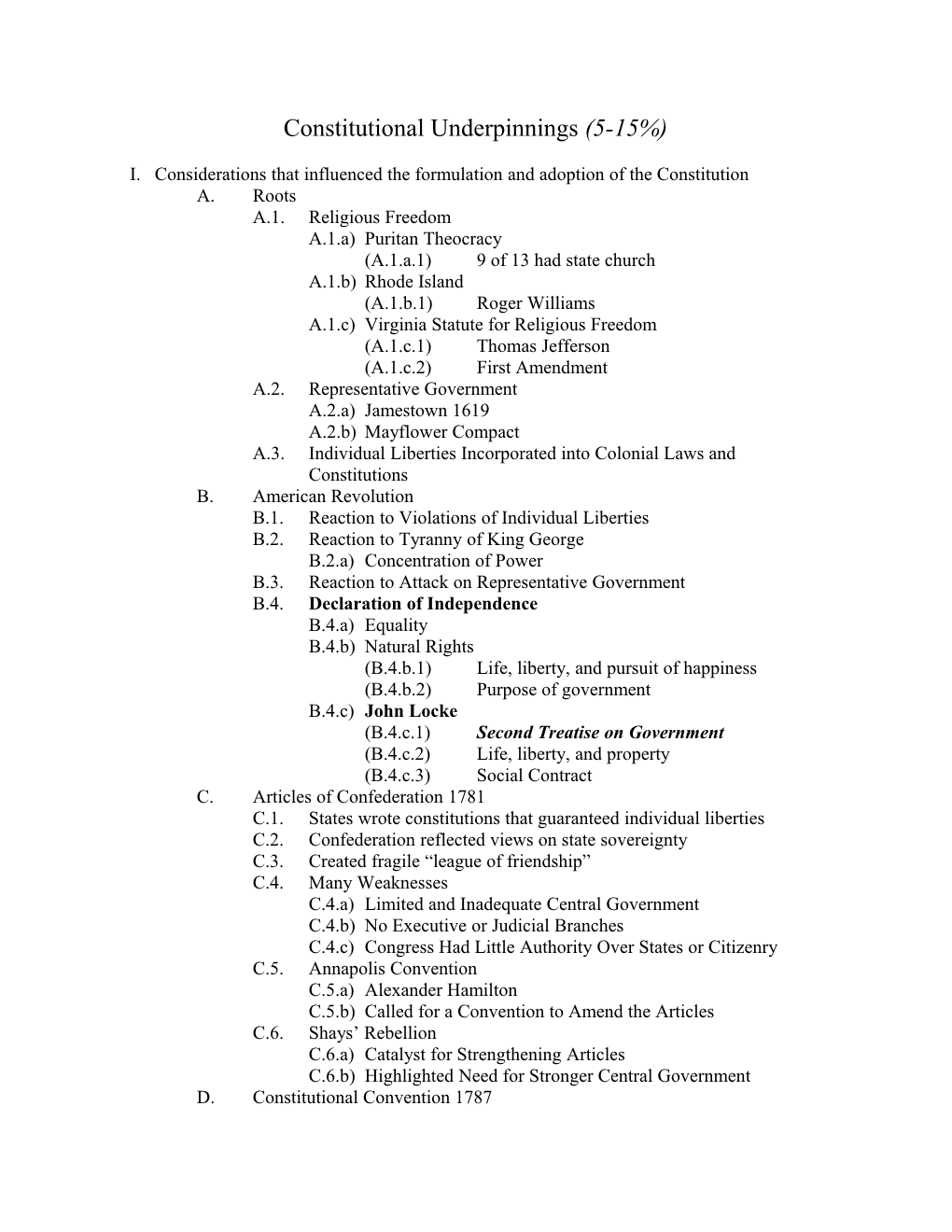 Constitutional Underpinnings (5-15%)