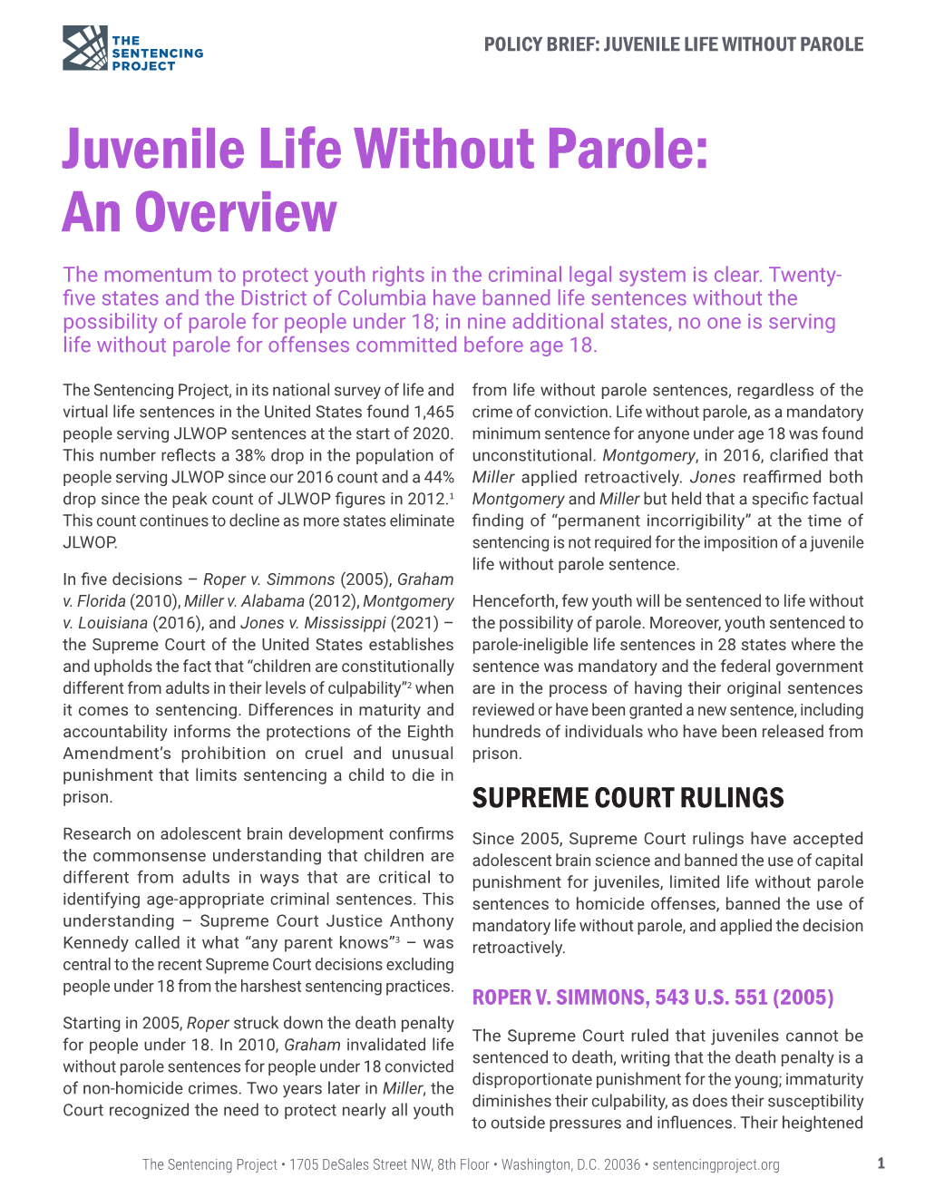 Juvenile Life Without Parole