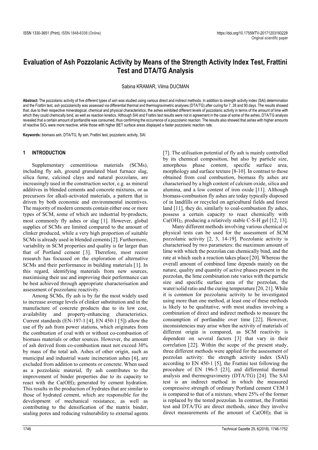 Evaluation of Ash Pozzolanic Activity by Means of the Strength Activity Index Test, Frattini Test and DTA/TG Analysis