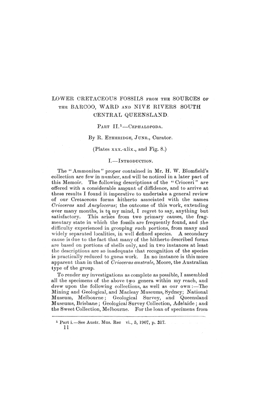 Lower Cretaceous Fossils from the Sources of the Barcoo, Ward And