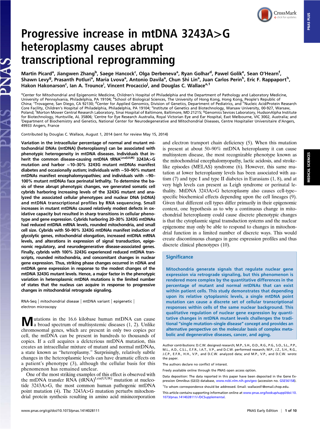 Progressive Increase in Mtdna 3243A>G Heteroplasmy Causes Abrupt