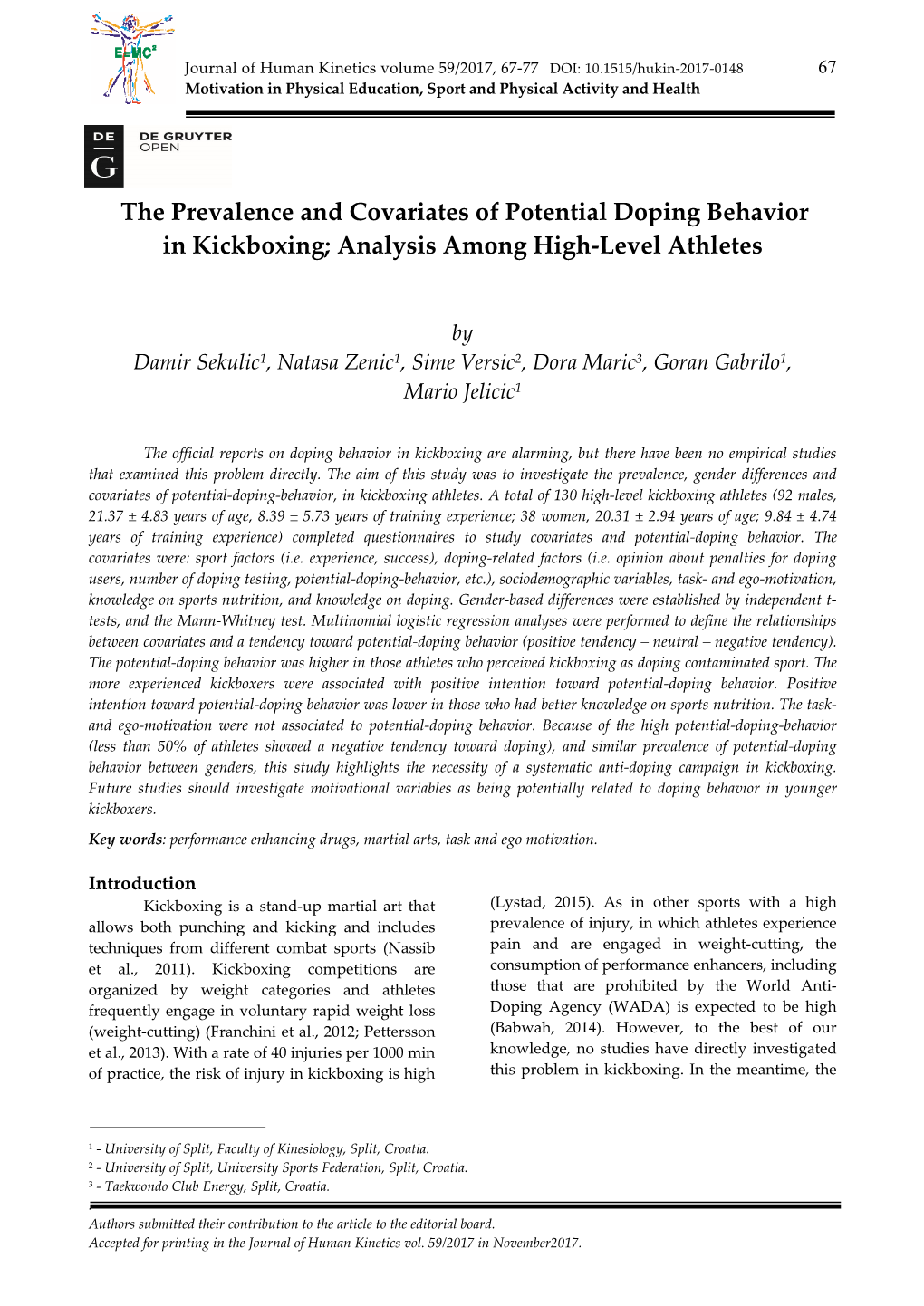 Analysis Among High-Level Athletes