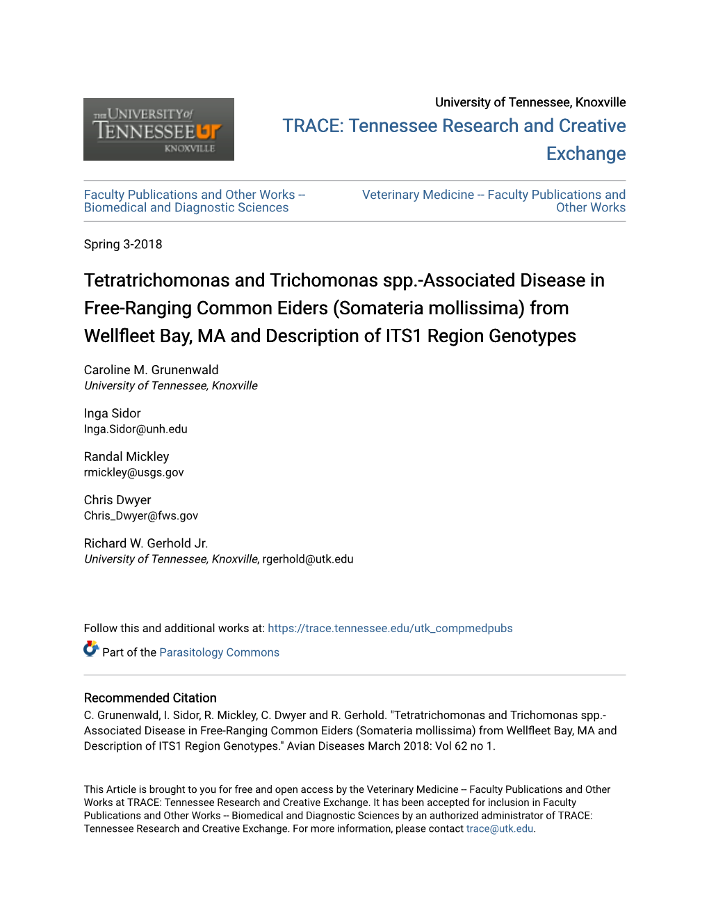 Tetratrichomonas and Trichomonas Spp