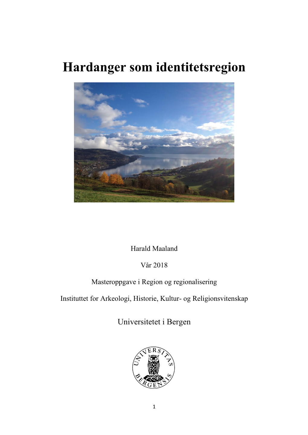 Hardanger Som Identitetsregion