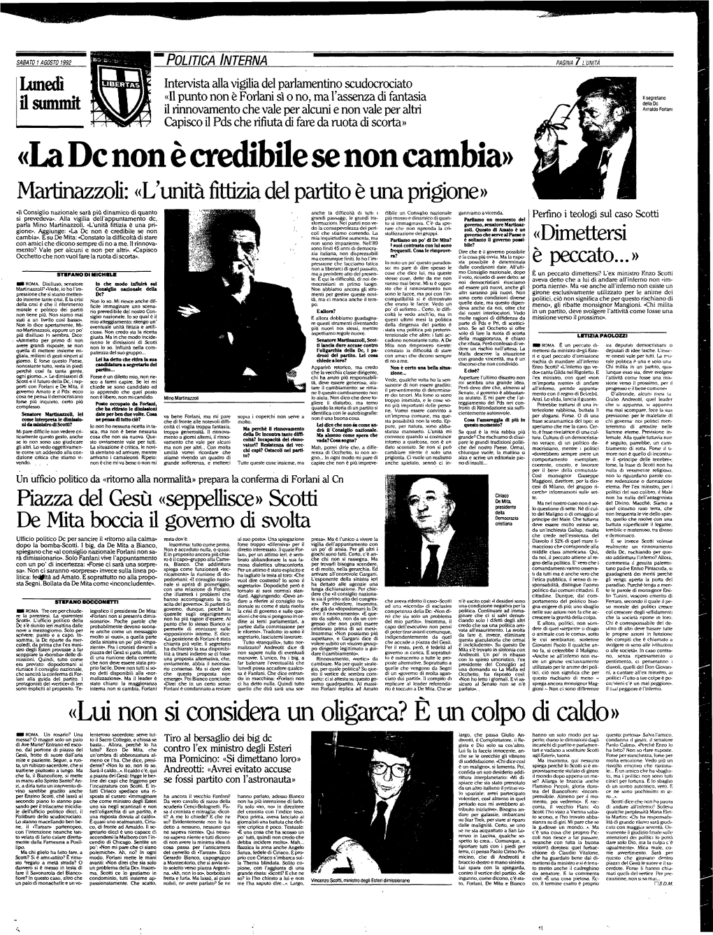 «La De Non È Credibile Se Non Cambia»