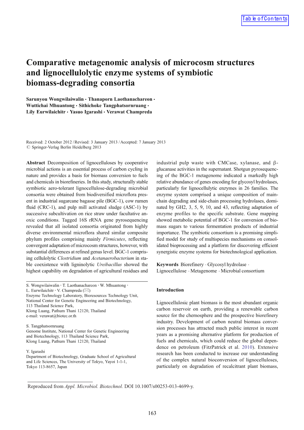 Comparative Metagenomic Analysis of Microcosm Structures and Lignocellulolytic Enzyme Systems of Symbiotic Biomass-Degrading Consortia