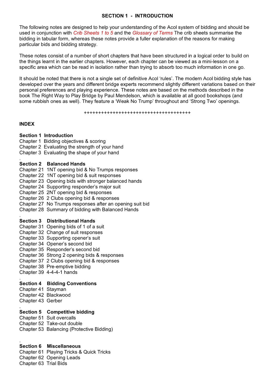 Acol Bidding Notes