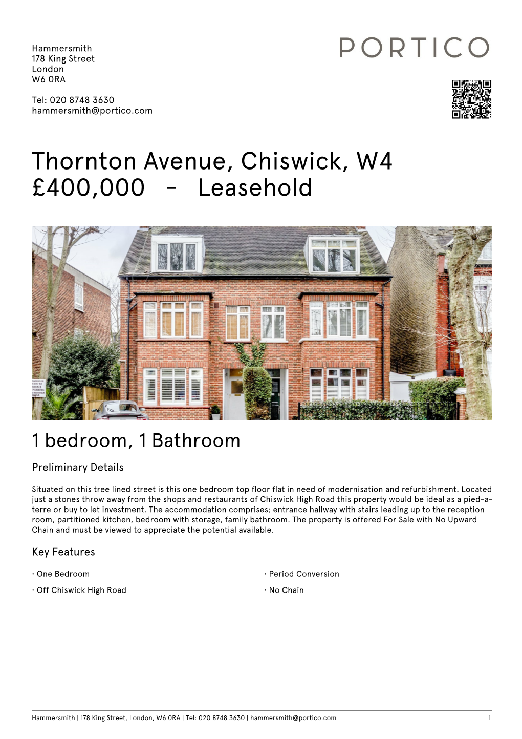 Thornton Avenue, Chiswick, W4 £400,000