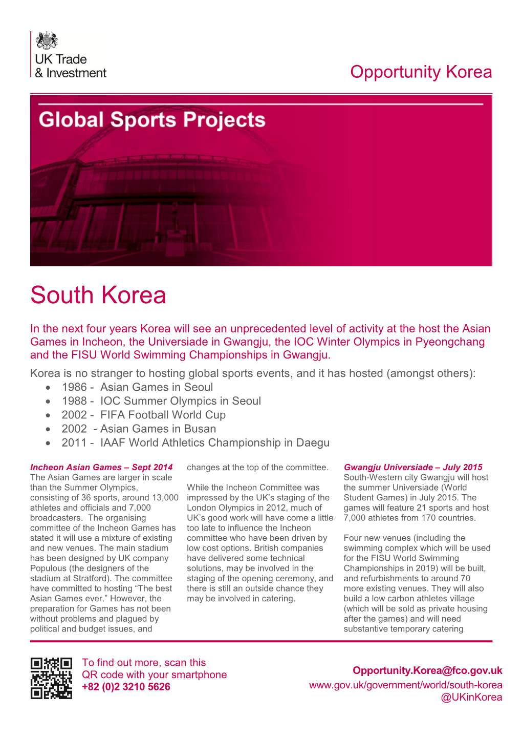 Global Sports – Opportunities for UK Companies South Korea