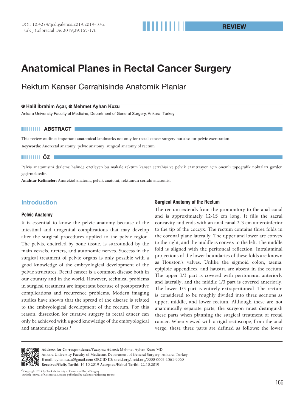 Anatomical Planes in Rectal Cancer Surgery