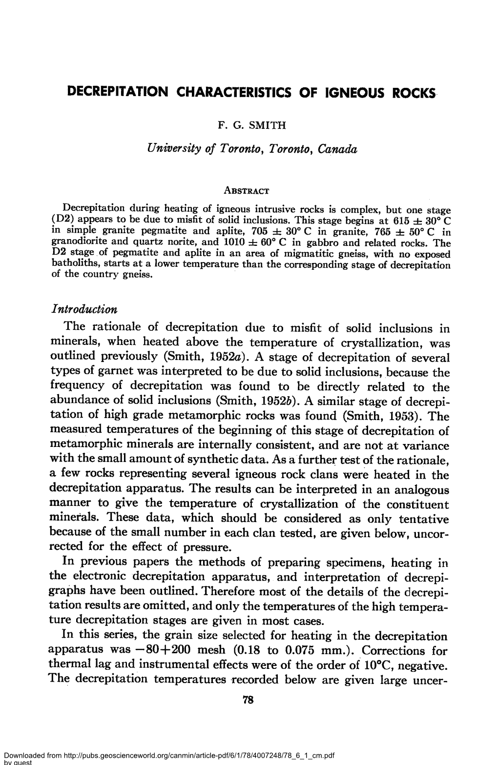 Decrepitation Characteristics of Igneous