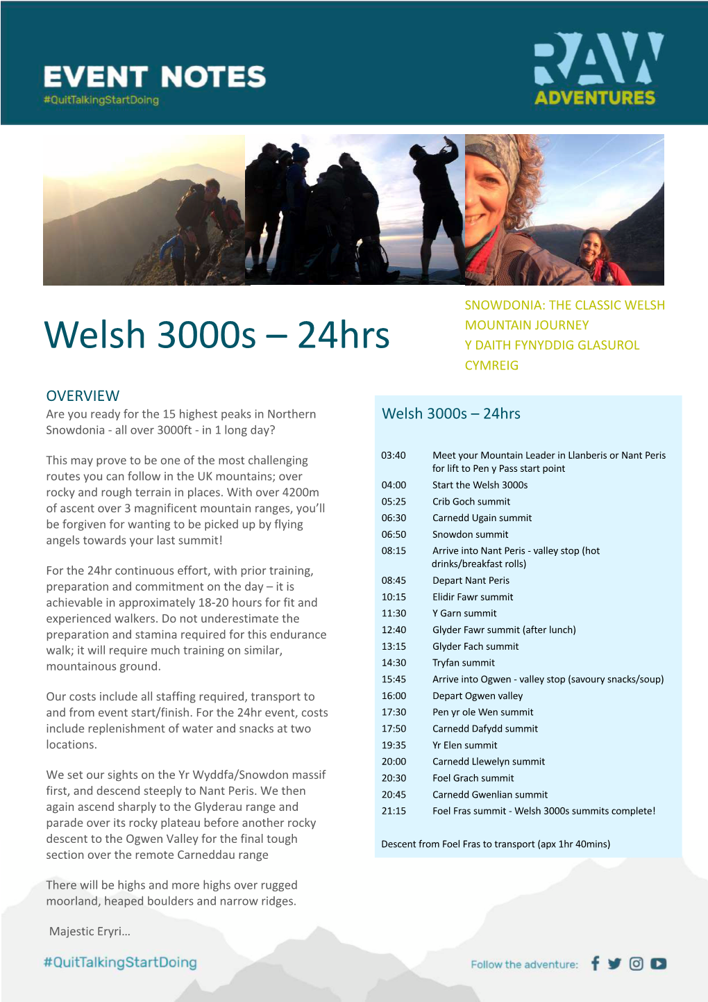 Welsh 3000S – 24Hrs Y DAITH FYNYDDIG GLASUROL CYMREIG