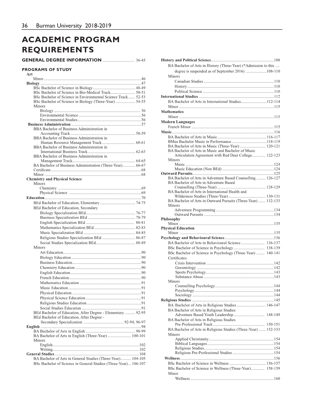 Academic Program Requirements General Degree Information