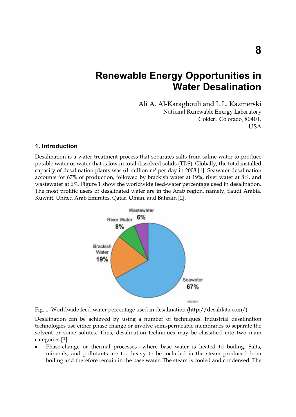 Renewable Energy Opportunities in Water Desalination