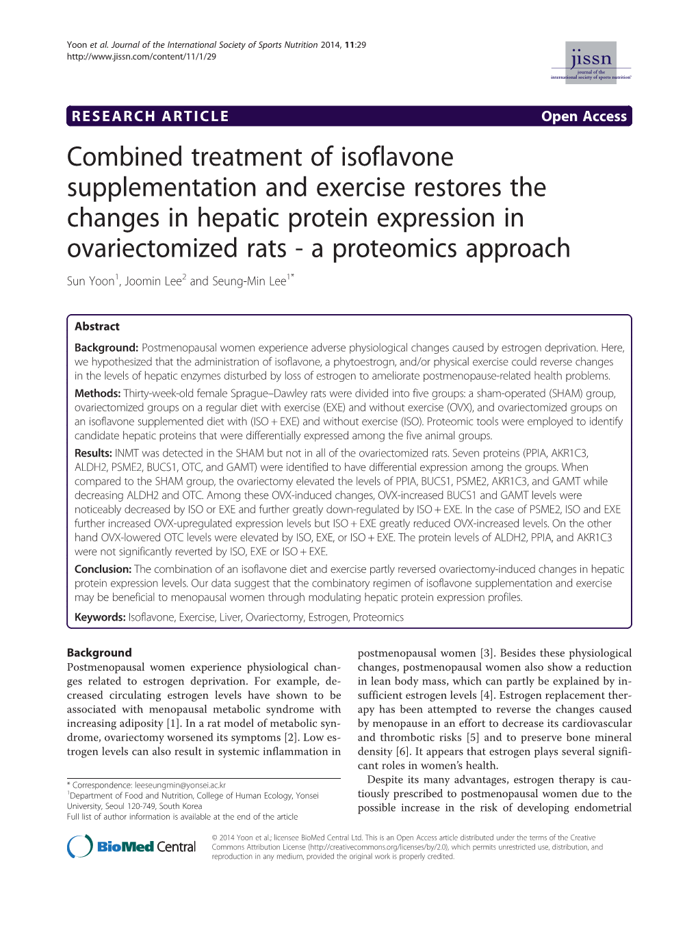 Combined Treatment of Isoflavone Supplementation and Exercise