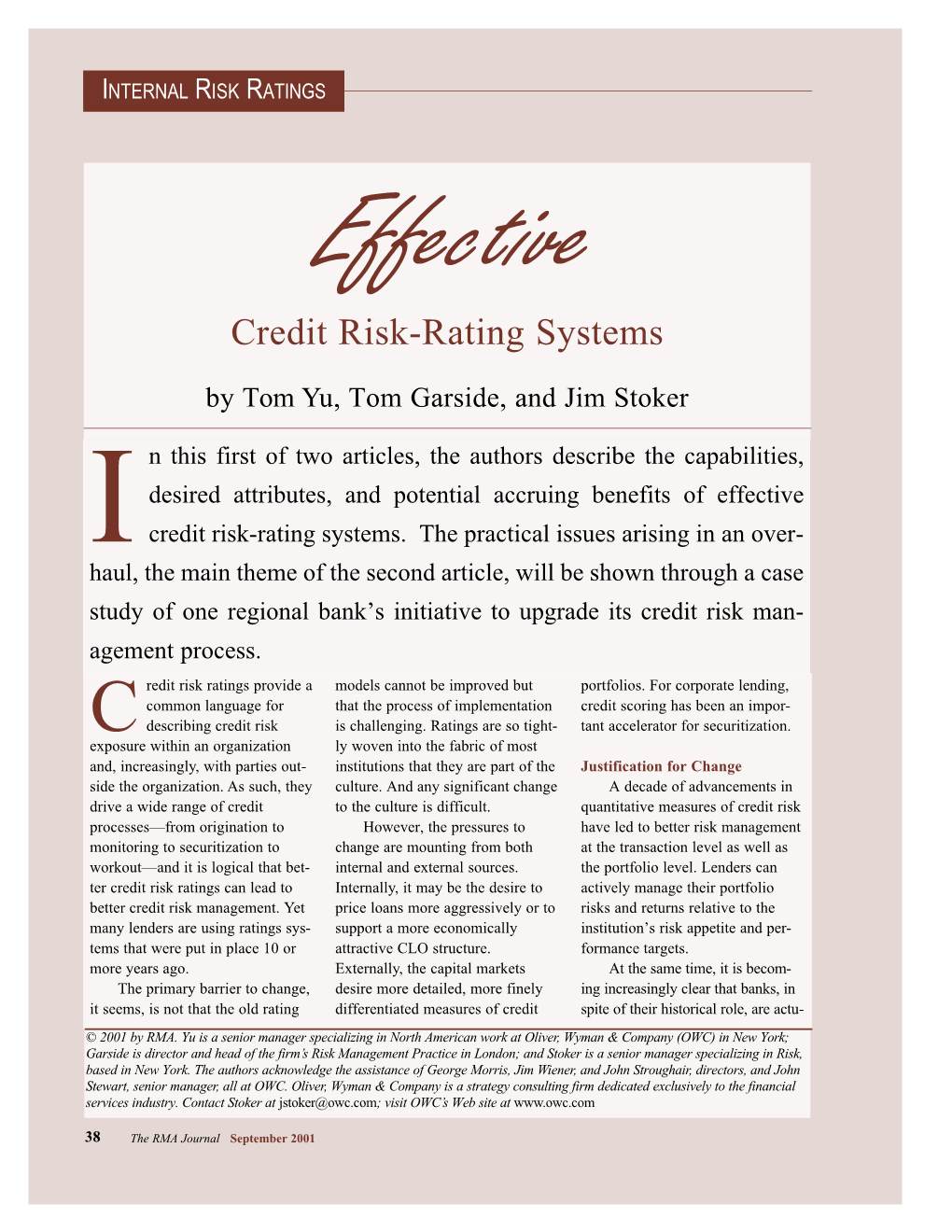 Effective Credit Risk-Rating Systems