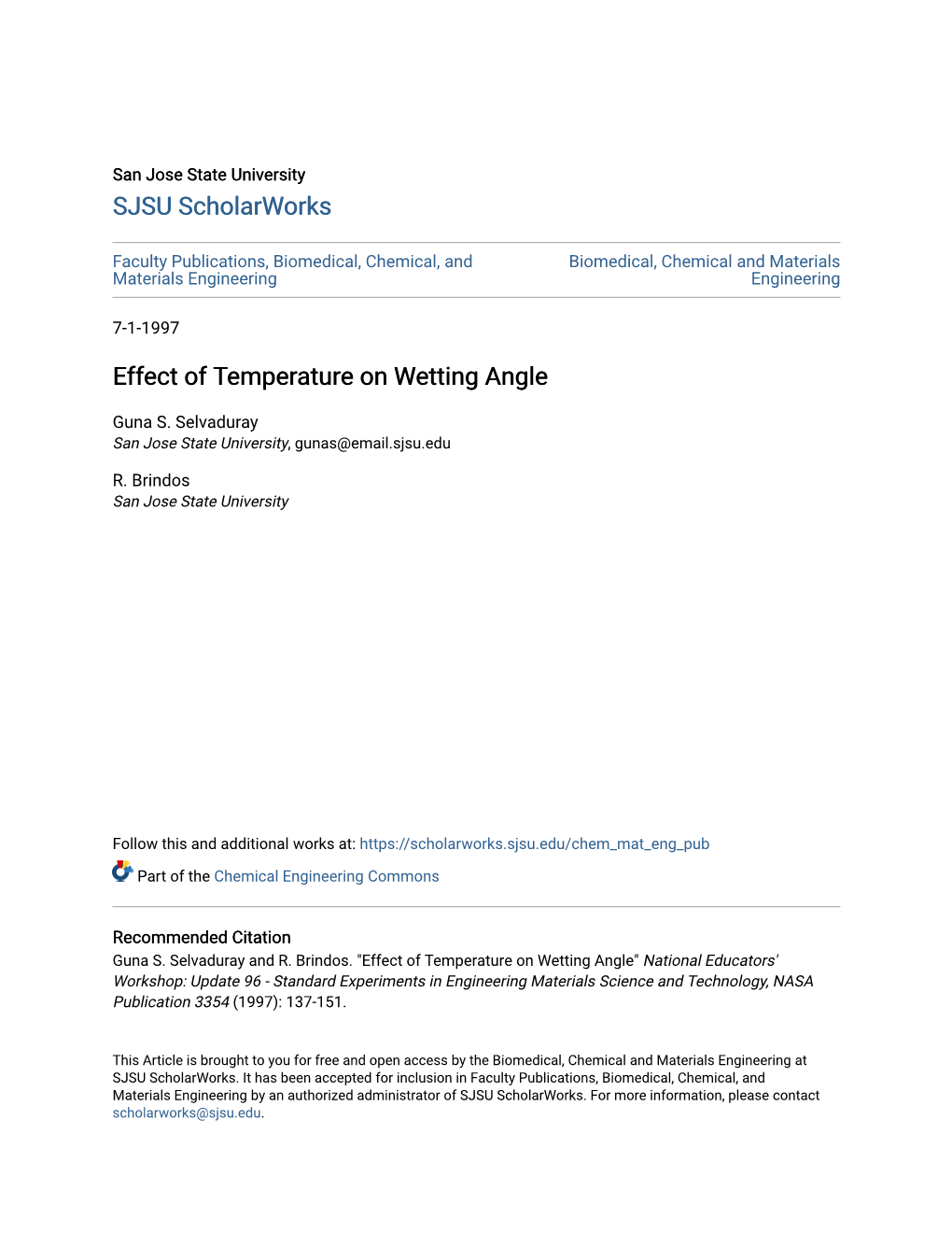 Effect of Temperature on Wetting Angle