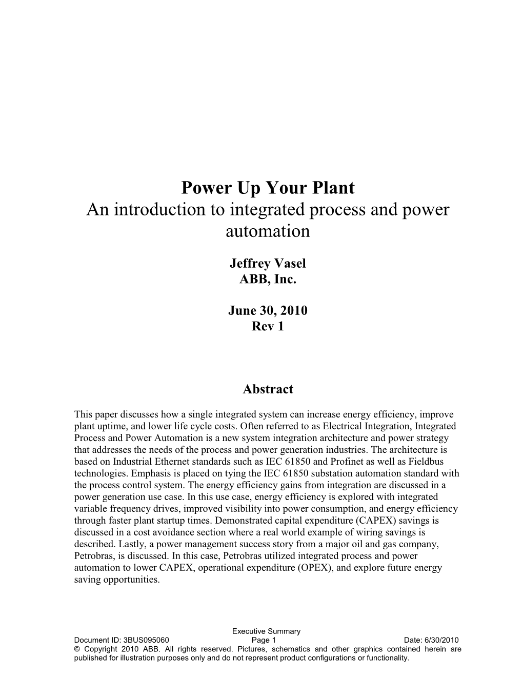 An Introduction to Integrated Process and Power Automation