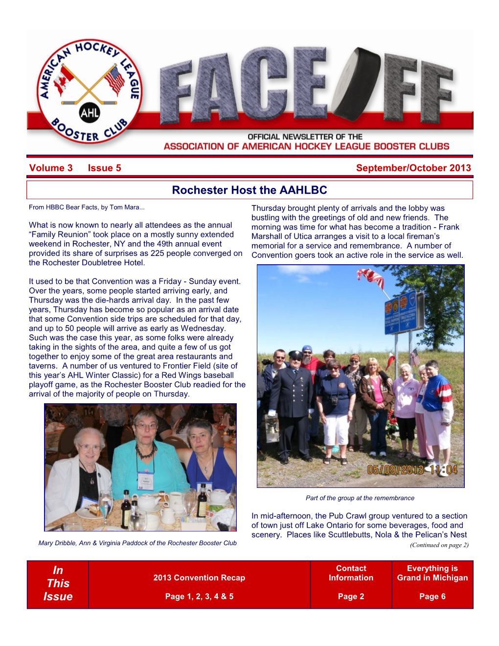 In This Issue Rochester Host the AAHLBC