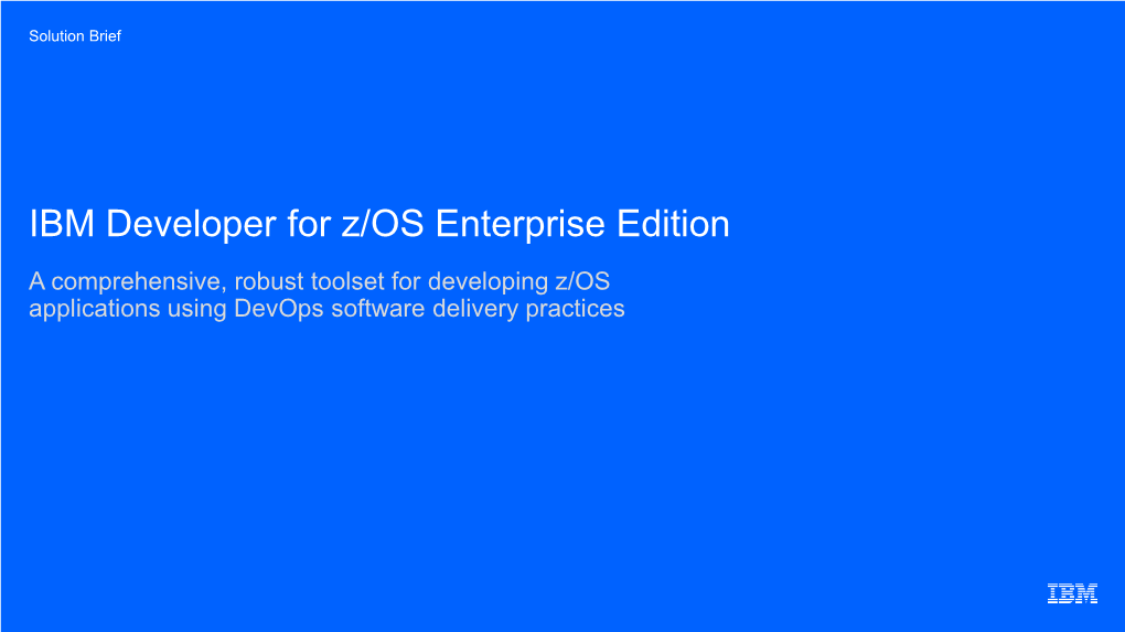 IBM Developer for Z/OS Enterprise Edition