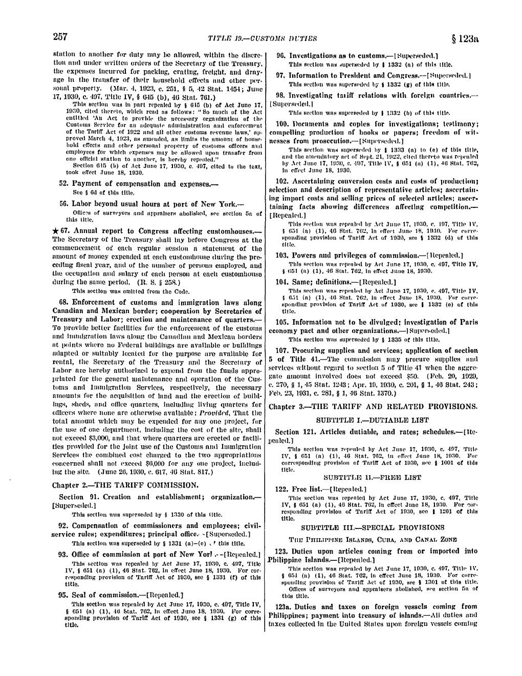 United States Code: the Tariff Commission, 19 USC §§ 91-107