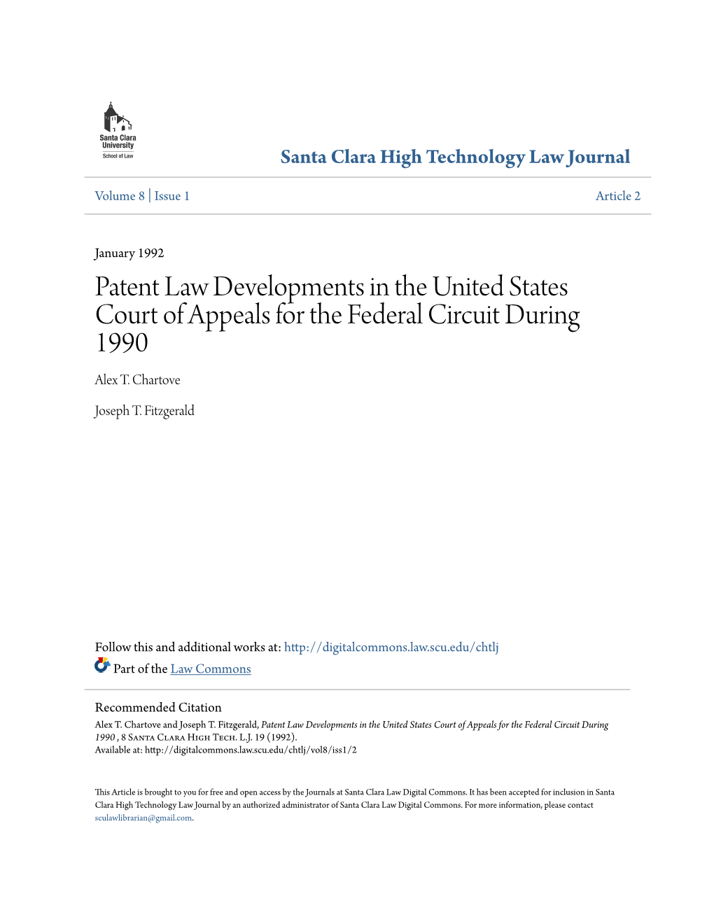 Patent Law Developments in the United States Court of Appeals for the Federal Circuit During 1990 Alex T