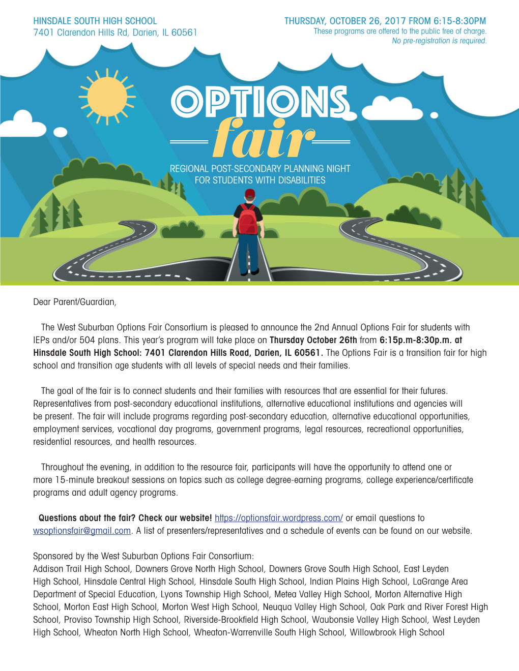 Flyer About a Post-Secondary Options Fair for Special Education Students