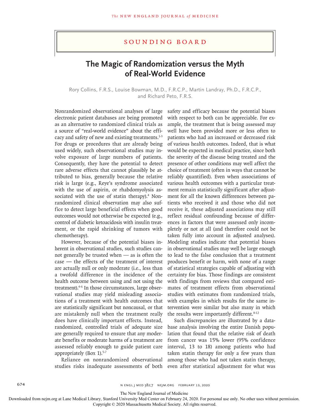 The Magic of Randomization Versus the Myth of Real-World Evidence