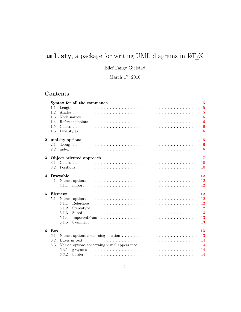 Uml.Sty, a Package for Writing UML Diagrams in LATEX