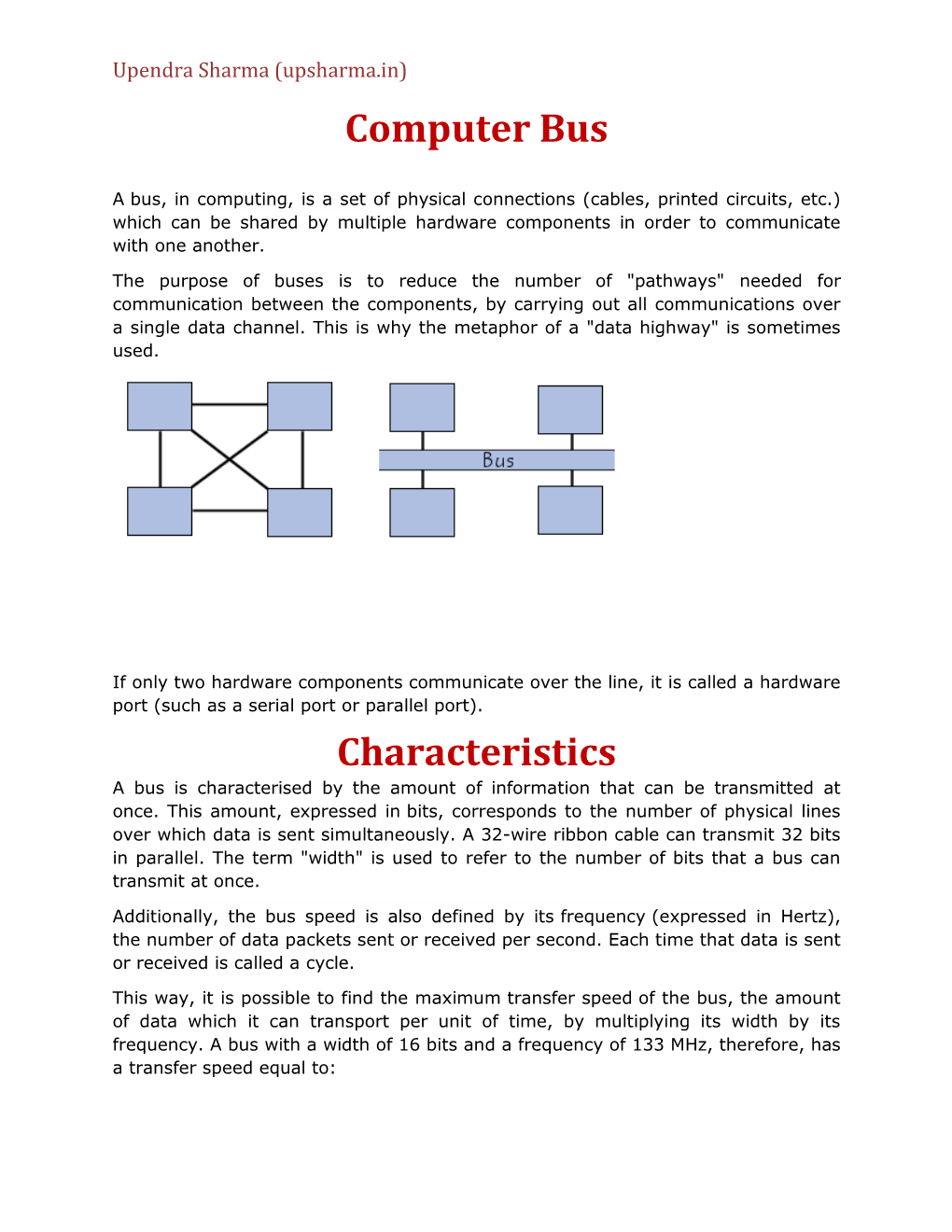 Computer Bus Characteristics