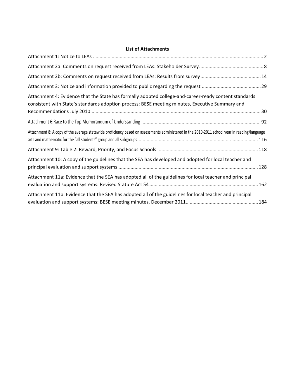 List of Attachments Attachment 1: Notice to Leas