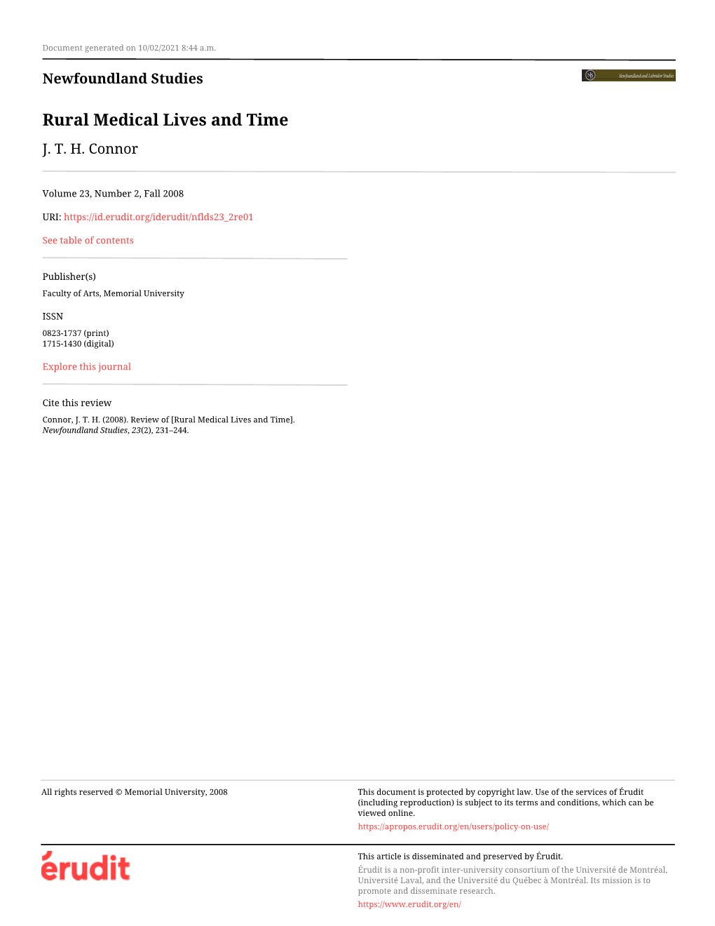 Rural Medical Lives and Time J