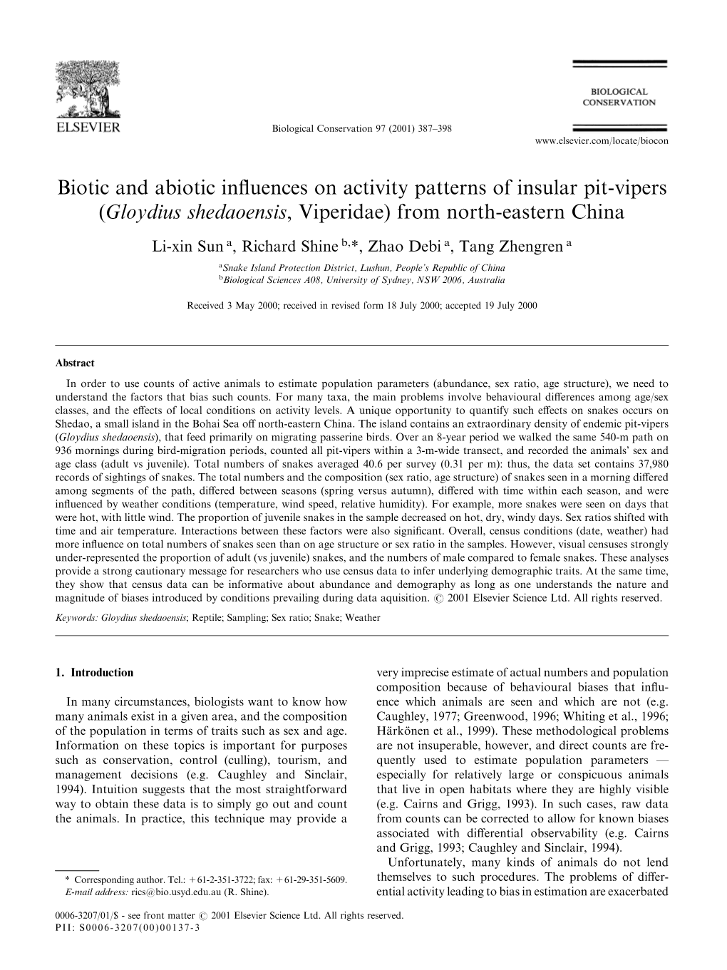 Biotic and Abiotic Influences on Activity Patterns Of