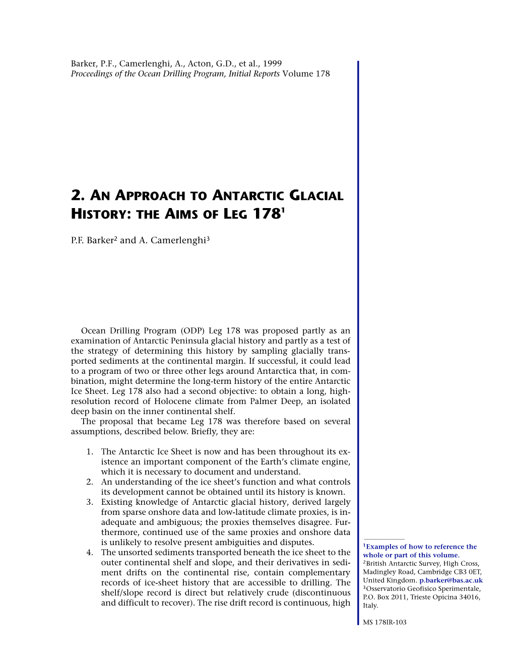 2. an Approach to Antarctic Glacial History: the Aims of Leg 1781