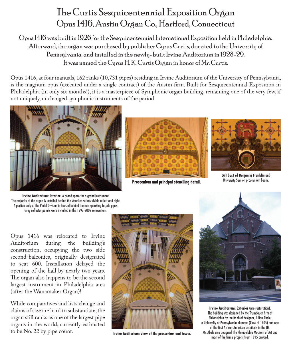 The Curtis Sesquicentennial Exposition Organ