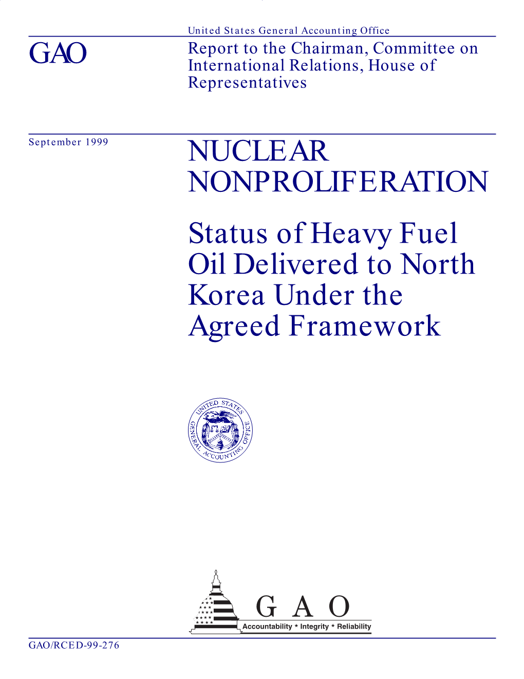 Status of Heavy Fuel Oil Delivered to North Korea Under the Agreed Framework