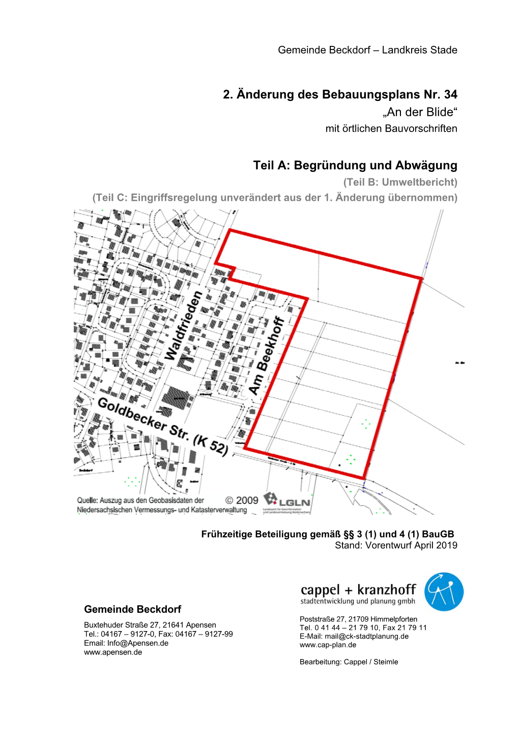 2. Änderung Des Bebauungsplans Nr. 34 „An Der Blide“ Teil A