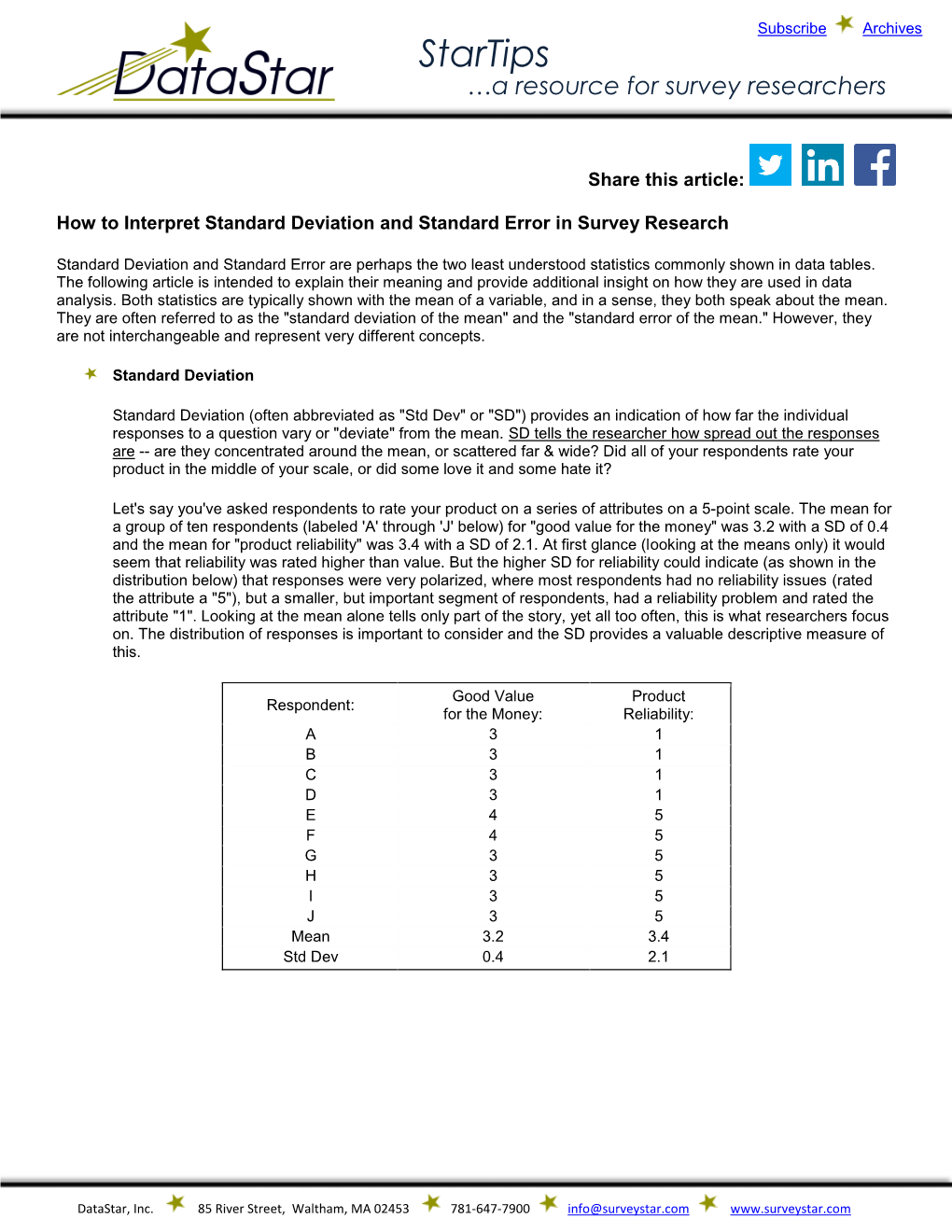 Startips …A Resource for Survey Researchers