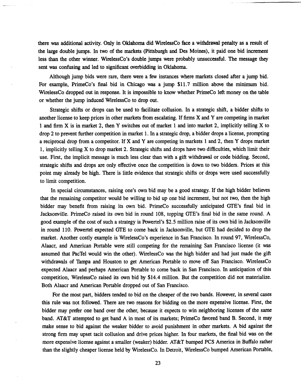 There Was Additional Activity. Only in Oklahoma Did Wirelessco Face a Withdrawcll Penalty As a Result of the Large Double Jumps