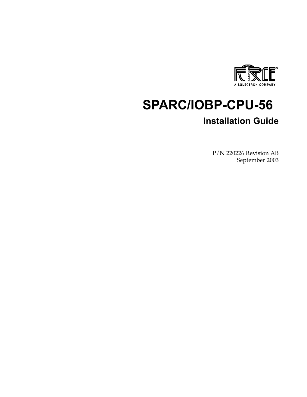 SPARC/IOBP-CPU-56 Installation Guide