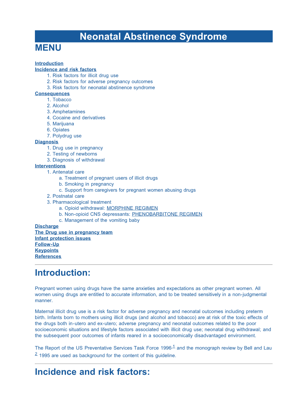 Neonatal Abstinence Syndrome Guideline