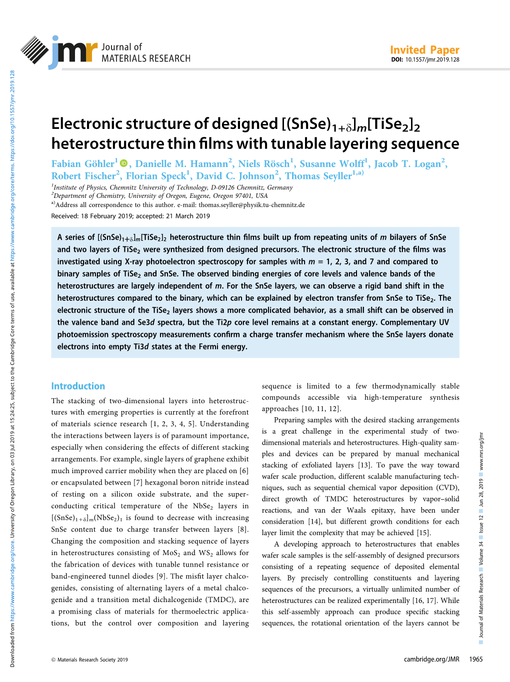 Electronic Structure of Designed [(Snse)1+D ]M [Tise2]