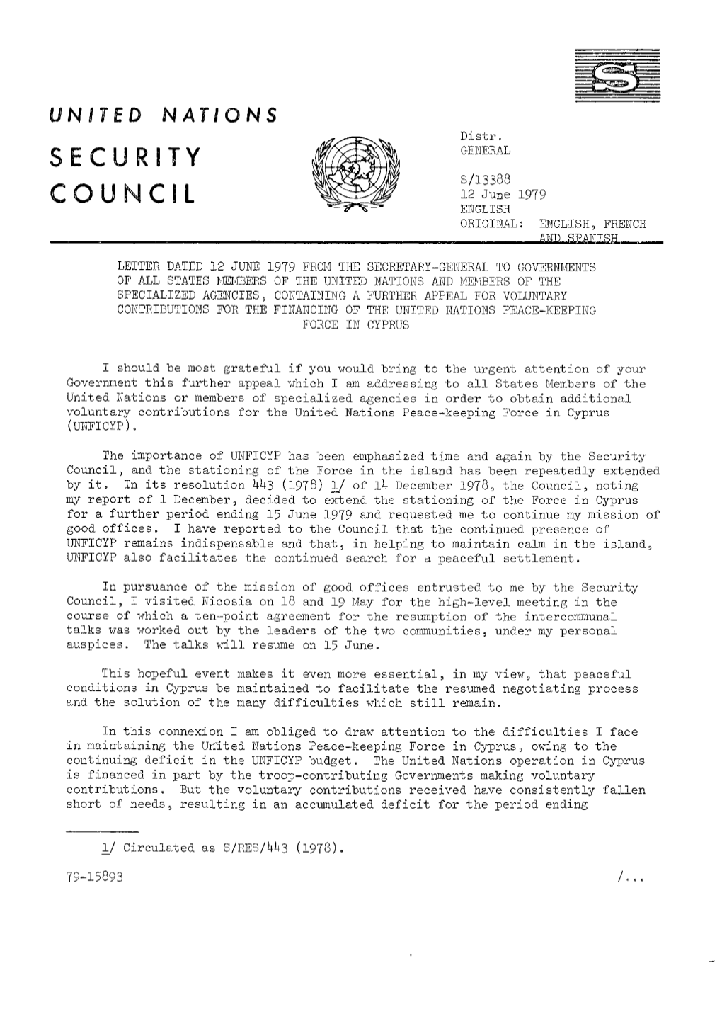 ENGLISH, FRENCH N &Pjg,TSH LETTER DATED 12 JUNE 1979