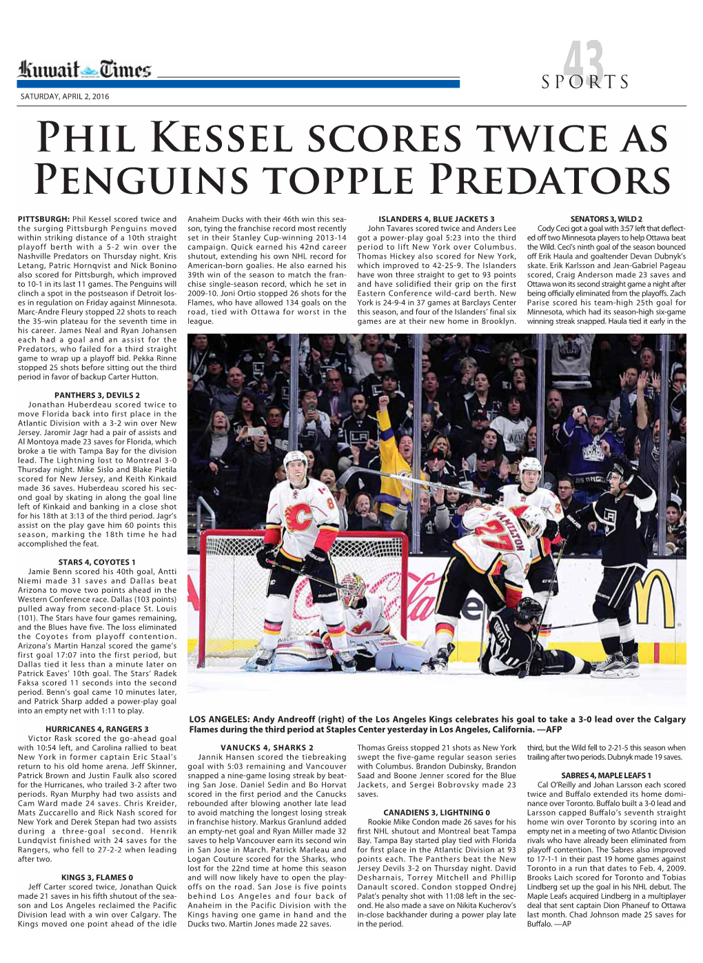 Phil Kessel Scores Twice As Penguins Topple Predators