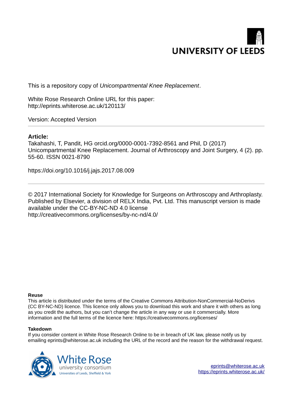 Unicompartmental Knee Replacement