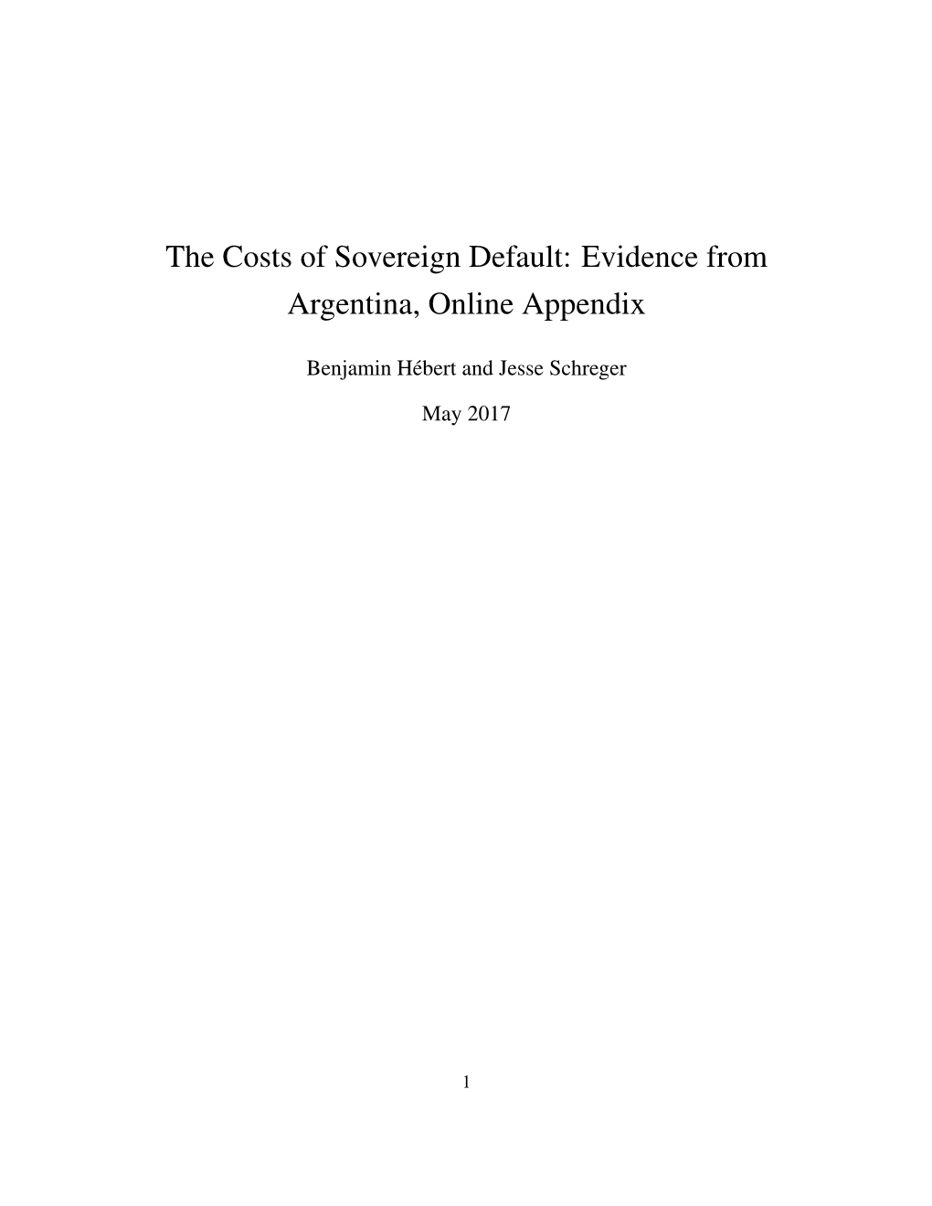 The Costs of Sovereign Default: Evidence from Argentina, Online Appendix