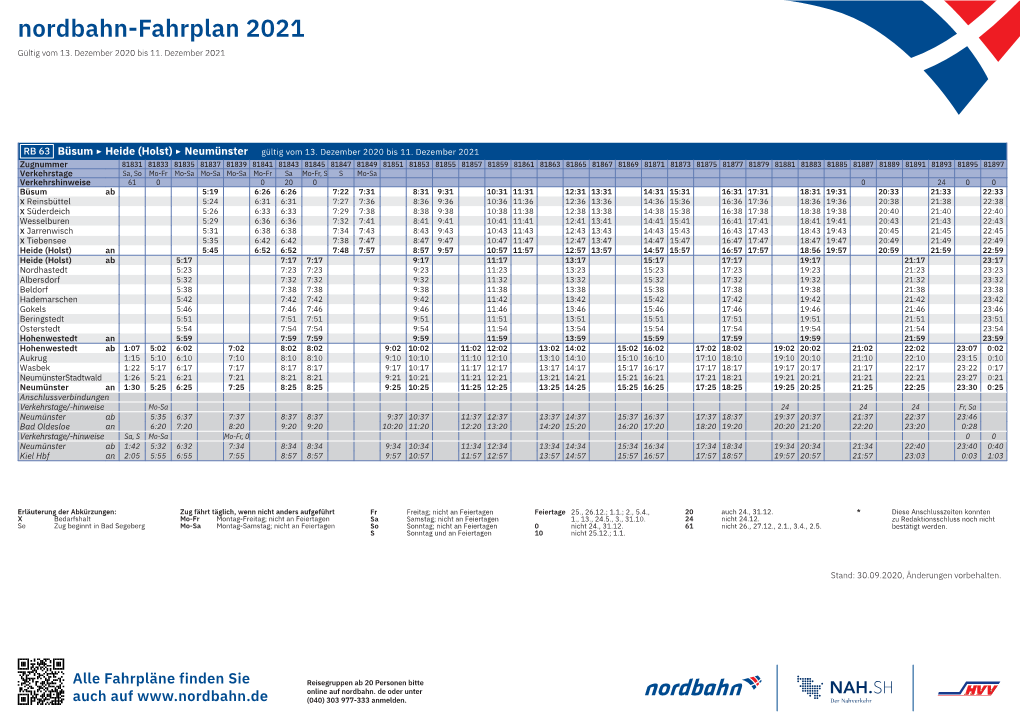 Nordbahn-Fahrplan 2021 Gültig Vom 13